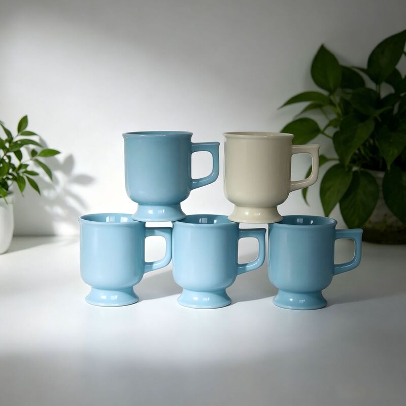 Milk Blue Latte Coffee Milk Cup Porcelain Stoneware Breeze Blue French Style Ceramic Cup Mug