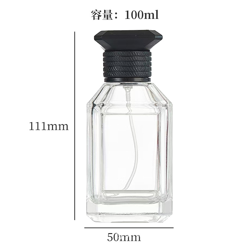 15 botellas de pulverización trapezoidales de presión botellas de perfume portátiles botellas de vidrio transparente en stock al por mayor 30 - 100ml