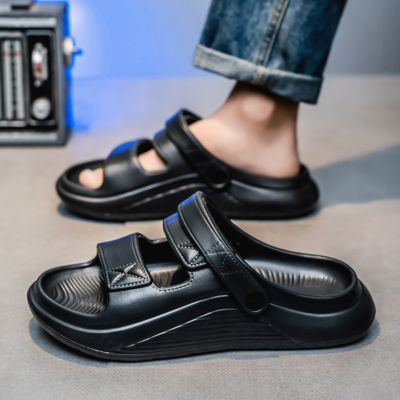 Sandalias y pantuflas para hombre verano transfronterizo ligero EVA pisando la mierda sandalias nacionales de moda de alta gama punta abierta de dos manos Slipper