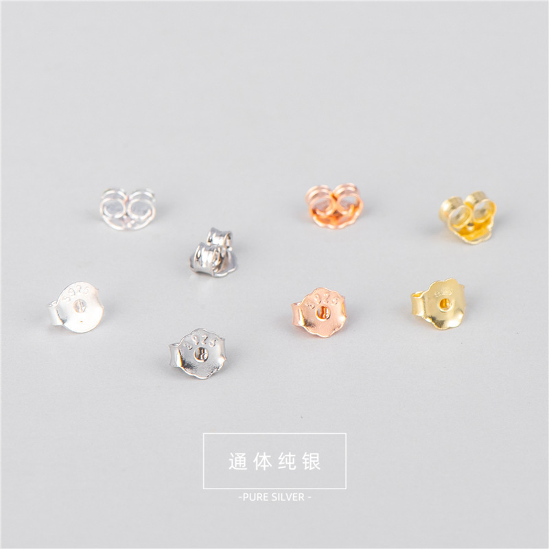 S925 sterling silver ear plug bullet butterfly silicone ear studs ear plug soft rubber earplug wholesale