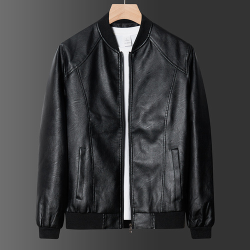 Bestselling leather jacket autumn data bestselling leather jacket low price volume running baseball collar quality PU leather jacket black