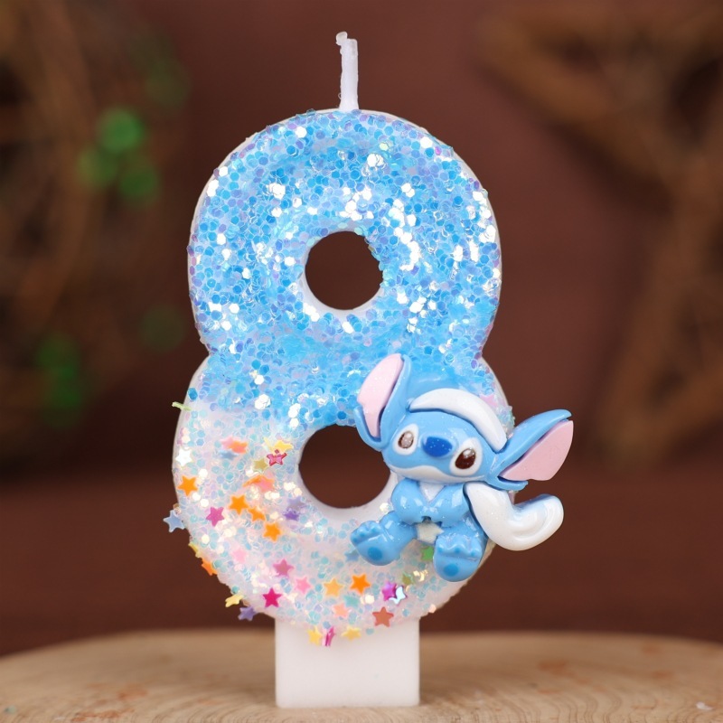 ブルーステッチデジタルキャンドル誕生日ケーキデコレーションパーティーオーナメントプラグインクロスボーダー特別な手作りキャンドル0-9|undefined