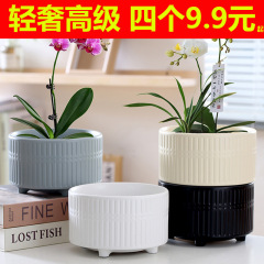 A large, simple-style orchid pot with a saucer, specifically designed for Phalaenopsis orchids and succulent pots.