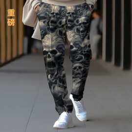2025跨境TEMU独立站欧美男士裤子数码打印重磅直筒秋冬休闲运动裤
