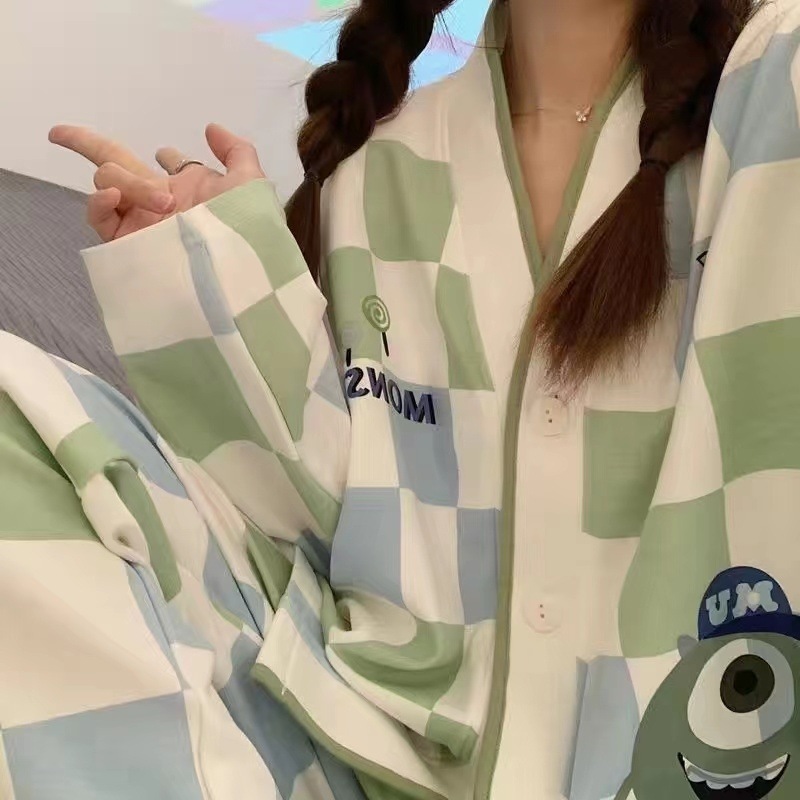 잠옷 여성의 봄과 가을 세트 긴팔 얇은 플러스 사이즈 여름 홈 잘 생긴 퓨어 코튼 2024 새로운 도착 의상