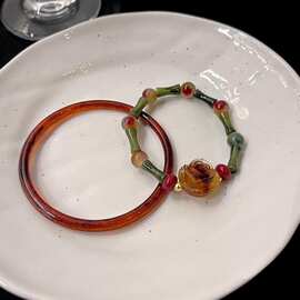 花朵竹节手链新中式小众设计古风复古简约气质高级感手串手饰批发