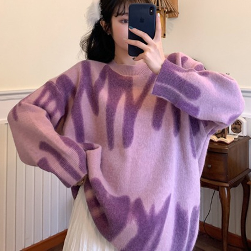 Transfronteriza suéter impreso ropa de mujer Primavera y otoño 2023 nuevo jersey estilo coreano Suelta todo fósforo ropa de abrigo suéter abrigo image 11