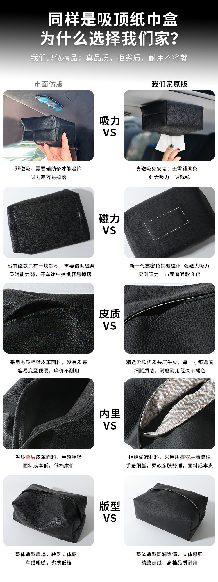 Cross-Border Tk Amazon Car Tissue Box with Magnetic Attachment for Car Ceiling, High-End and Simple Design, Suitable for Aito, Nio, and Im Motors