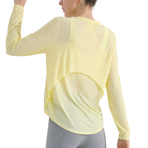 Sun Protection Sports Hoodie, Beautiful Back Design for Women, Breathable and Quick-Drying Fitness Top, Loose Running and Training Yoga Clothes, Long-Sleeve T-Shirt