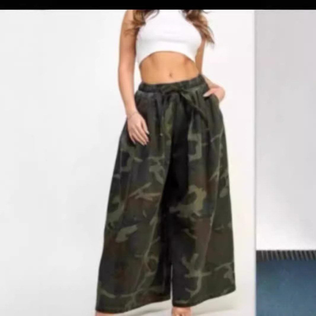 Women's Camouflage Wide Leg Pants Autumn Winter Casual Fashion_ecoleips.com