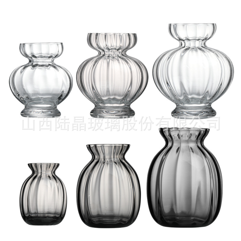 vasijas de vidrio medieval estilo nórdico calabaza vasijas de vidrio de cristal vasijas hechas a mano decoración de flores caseras