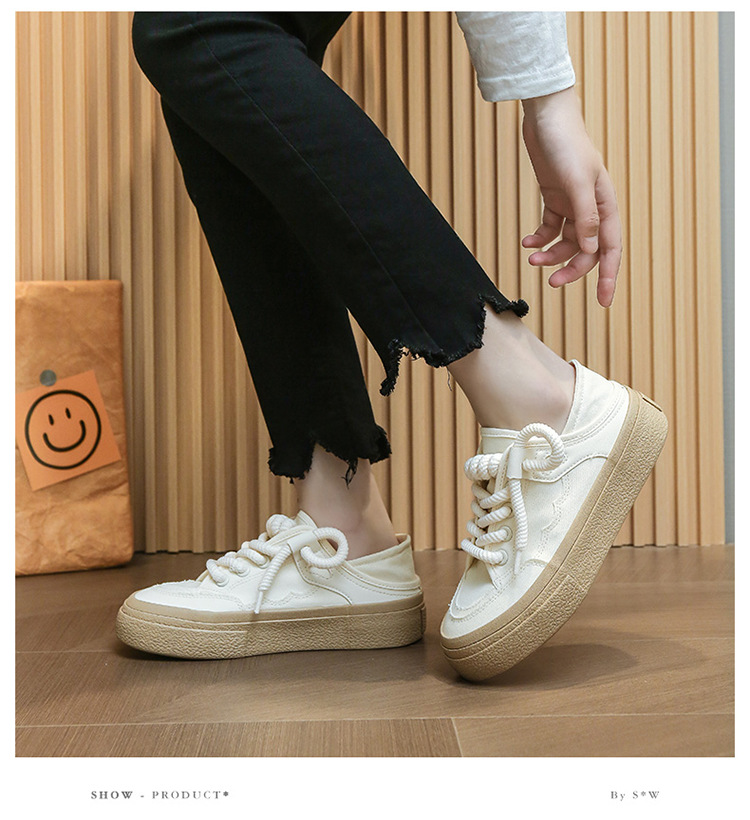 VASIBAEN Niche Design Half-support 2023 Poletje Novi platneni čevlji Lazy One pedal all-match superge trend_voghion.com