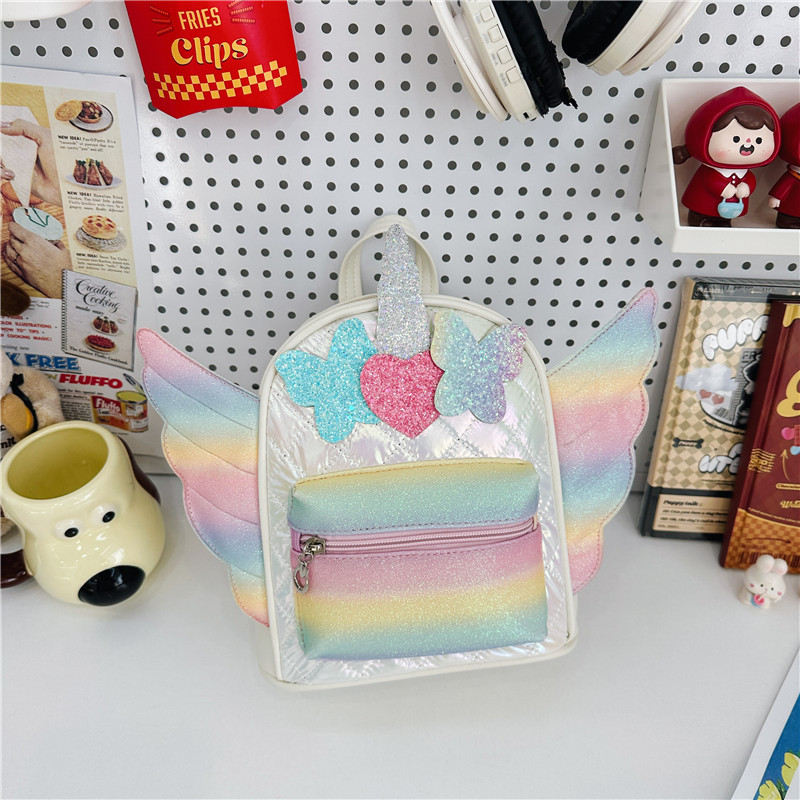 Arco de diamante extranjero bolsas escolares para bebés alas pequeñas de amor mochila de moda para niños y niñas mochila de sequillas de moda para niños