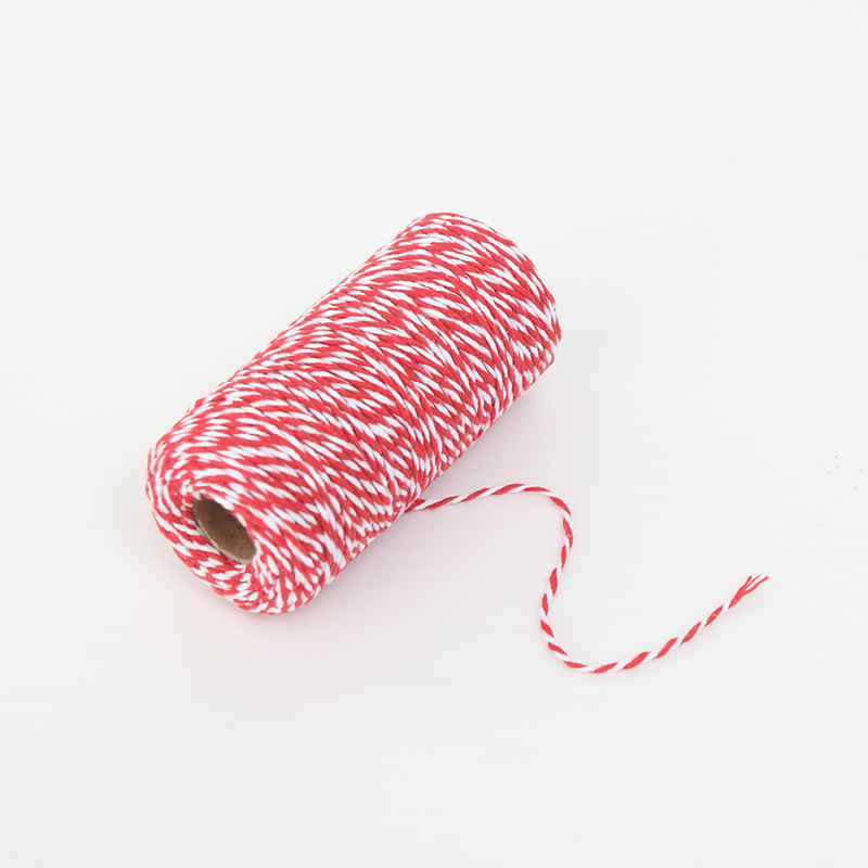 Cuerda de algodón de dos colores de 2mm tejida a mano DIY doble hebras color etiqueta roja cuerda de algodón fino cinta de cuerda de cáñamo de color