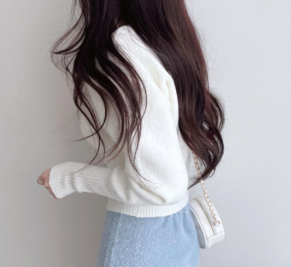 Giacca cardigan lavorata a maglia con scollo a V in stile coreano da donna autunno e inverno con temperamento tinta unita versatile top maglione corto sottile a maniche lunghe_voghion.com