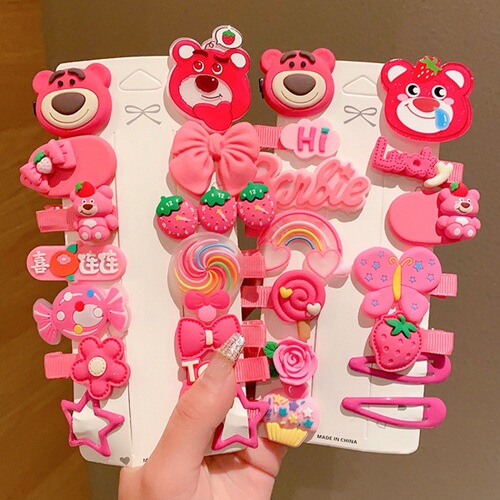 Strawberry Bear children's internet celebrity hairpin girl baby broken hair hairpin cute bangs bb clip does not hurt hair cartoon hair accessories