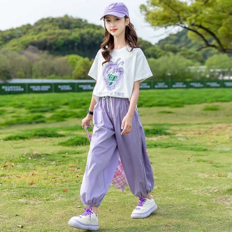 Summer clothing, sleeves, children's thin summer set, for teenagers, with short sleeve, children's clothing, internet celebrity, 9 years