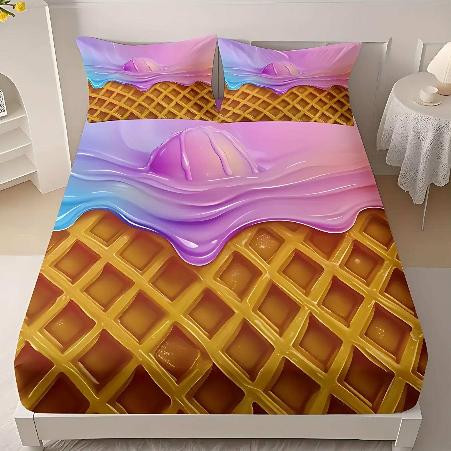 TEMU / JIT transfronterizo textil casero tema helado molido HD impresión digital cama cama