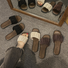 French High-End Sensibility One-Slipper Women's Summer Outdoor Wear Flat Sandal Ins 2024 New Model