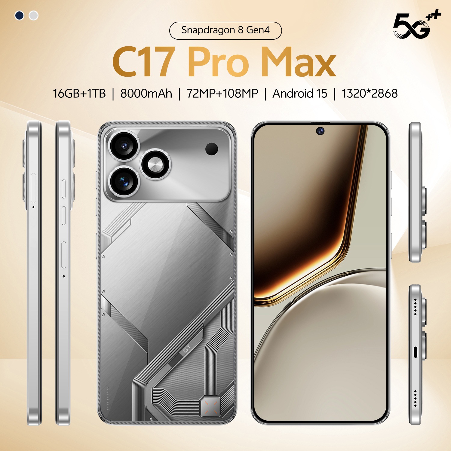 New C17Pro Max Cross-Border Mobile Phone 7.3inch Large Screen 4+64g Real 4g Android 10.0 Smartphone