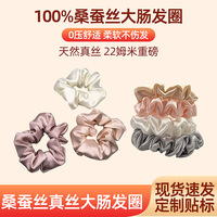 跨境22姆米真丝4CM高级感slip桑蚕丝大肠发圈高弹力发绳发饰批发