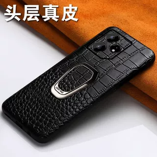 适用Realme14pro+手机壳13 12 11 10真我GT7头层牛皮Neo6se鳄鱼纹