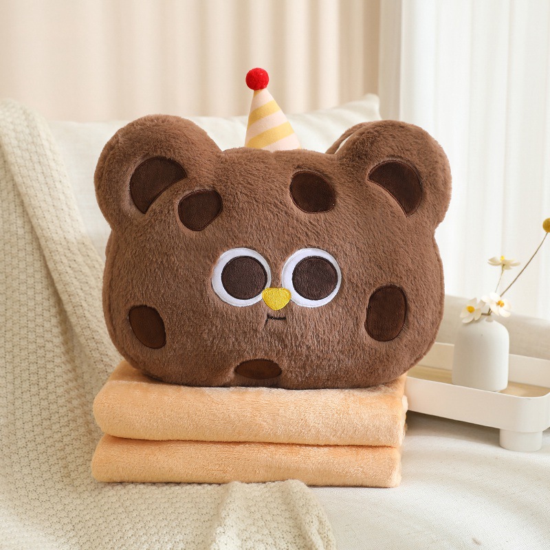 Cookie Bear 2 - in - 1 almohada manta oficina estudiante siesta coche transportar colcha de aire acondicionado desmontable y plegable