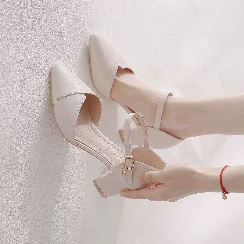 Women's strap sandals, summer adjustable ankle strap, low block heel (sizes 34–40)