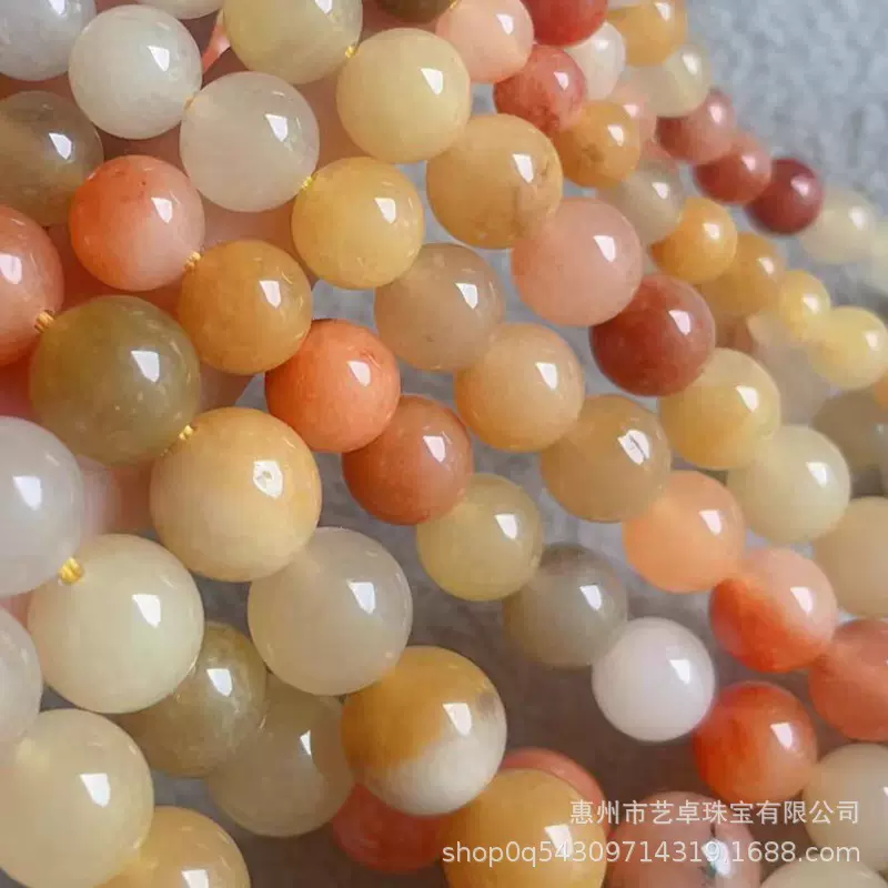 4-10mm天然金丝玉散珠子戈壁玉手链项链水晶diy手工串珠配件材料