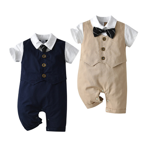 Foreign trade children's clothing wholesale first-hand supply boys summer short-sleeved rompers baby one-piece baby clothes