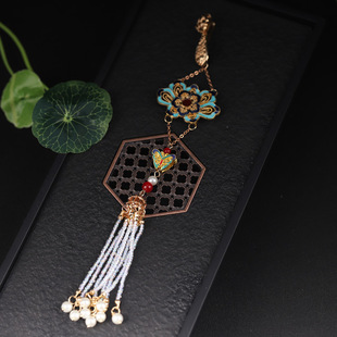 Antique Cheongsam Flap Lotus Pearl Tassel Butterfly Pendant Hanfu Flap Pendant Decorative Brooch Accessories