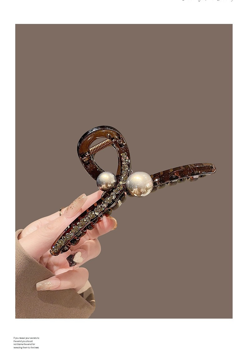 Nuovo stile luce lusso pieno diamante perla squalo clip grande updo fermaglio per capelli di alta qualità semplice cucchiaio posteriore coda di cavallo accessori per capelli per le donne_voghion.com