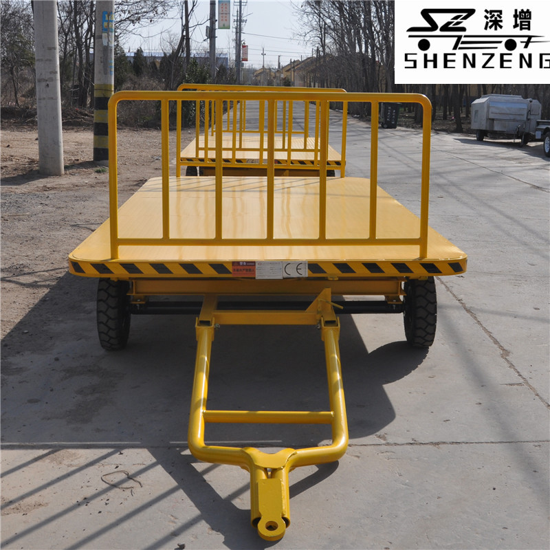 2吨机场平板拖车 串联行李平板拖车 带护栏板车 厂内中专板车