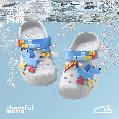 Детские милые тапочки в стиле Crocs, мюли для мальчиков, летние мужские тапочки, подходят для носки на улице