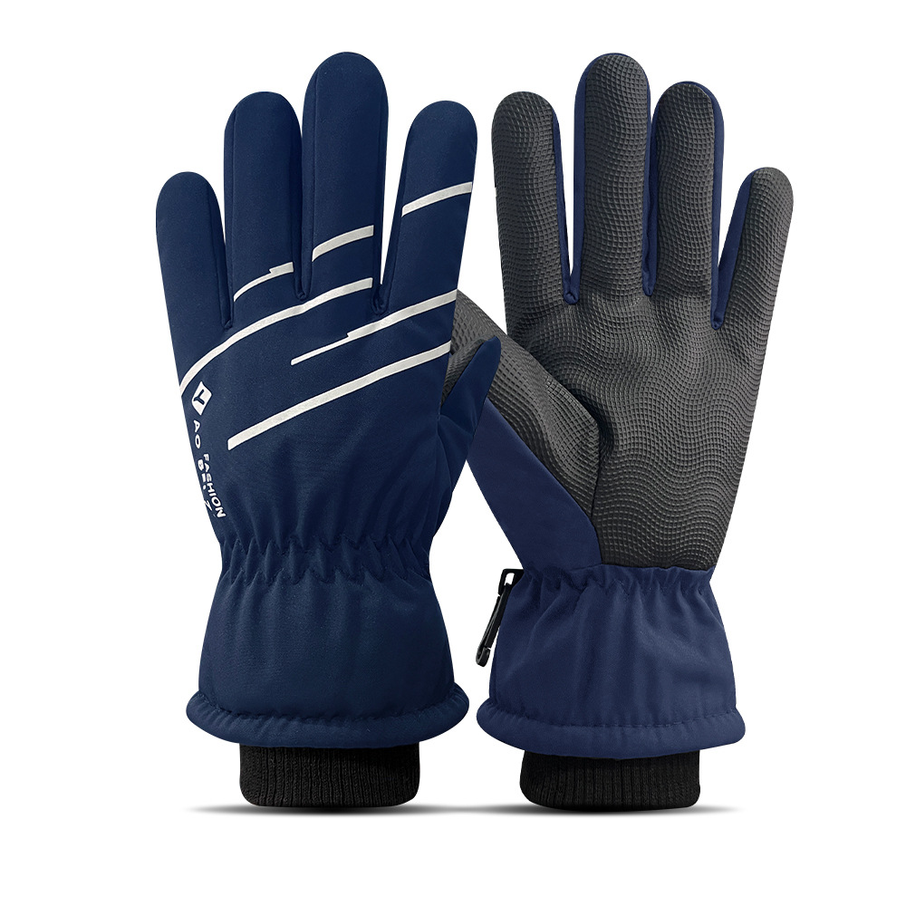 Guantes de esquí para hombres y mujeres en invierno, resistentes al viento y al frío, guantes cálidos con forro polar y engrosados, guantes antideslizantes con pantalla táctil para ciclismo al aire libre