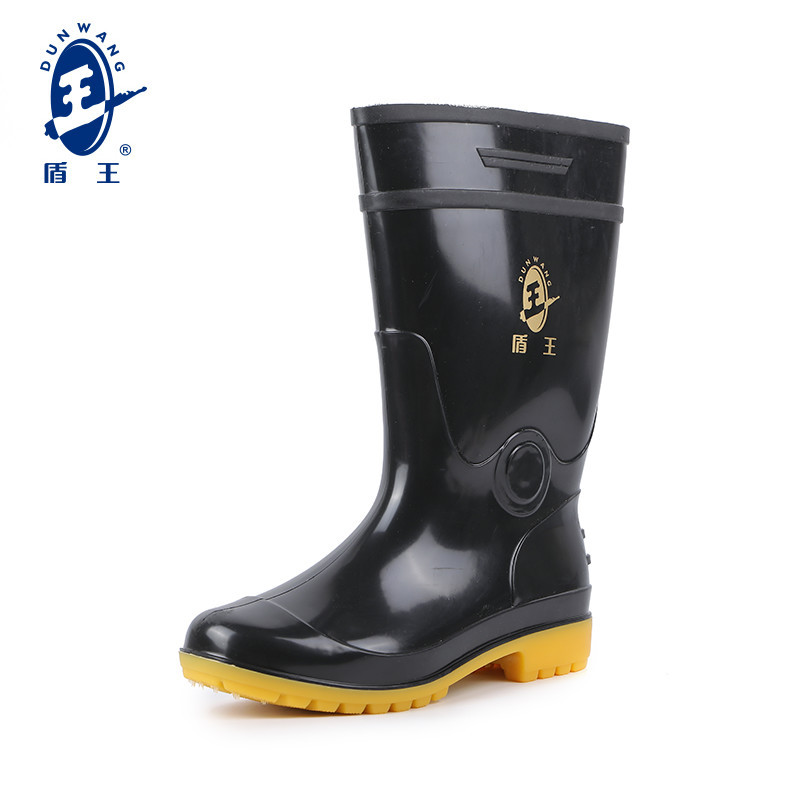 盾王中筒雨靴防水工作靴子 高筒PVC橡胶雨鞋 牛津底耐磨防滑靴子