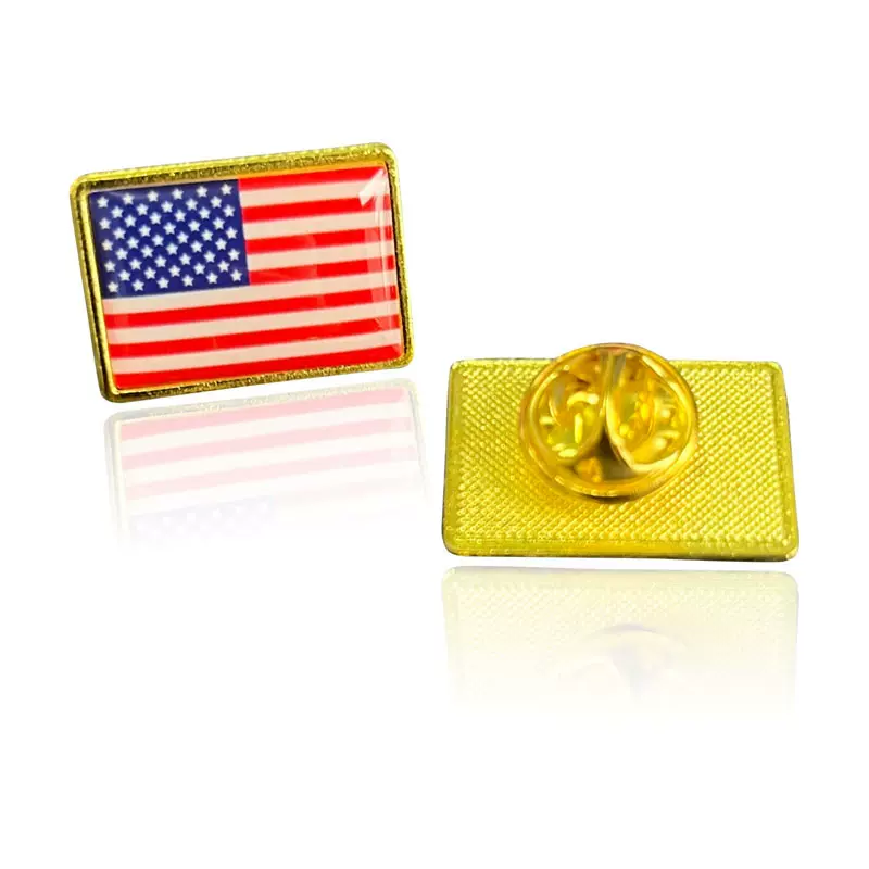 批发美国国旗胸针世界各国旗帜襟章滴胶金属徽章服饰翻领方形胸章