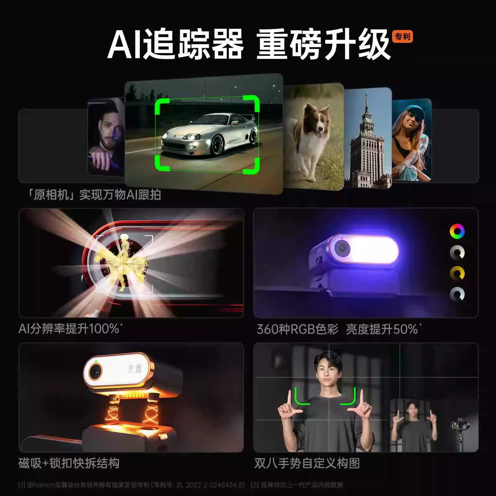 Hohem/Haohan M7 All Things AI Tracking Touch Mobile Phone Panel Stabilizer Three-axis Anti-Sharp Handheld Selfie Stick