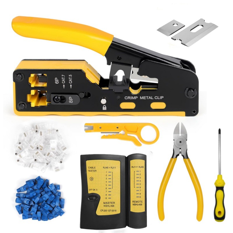 Traje de herramientas domésticas transfronterizas multi-función de red que prensa Alicates de alambre prueba de reparación hoja de desmontaje alicates de agua