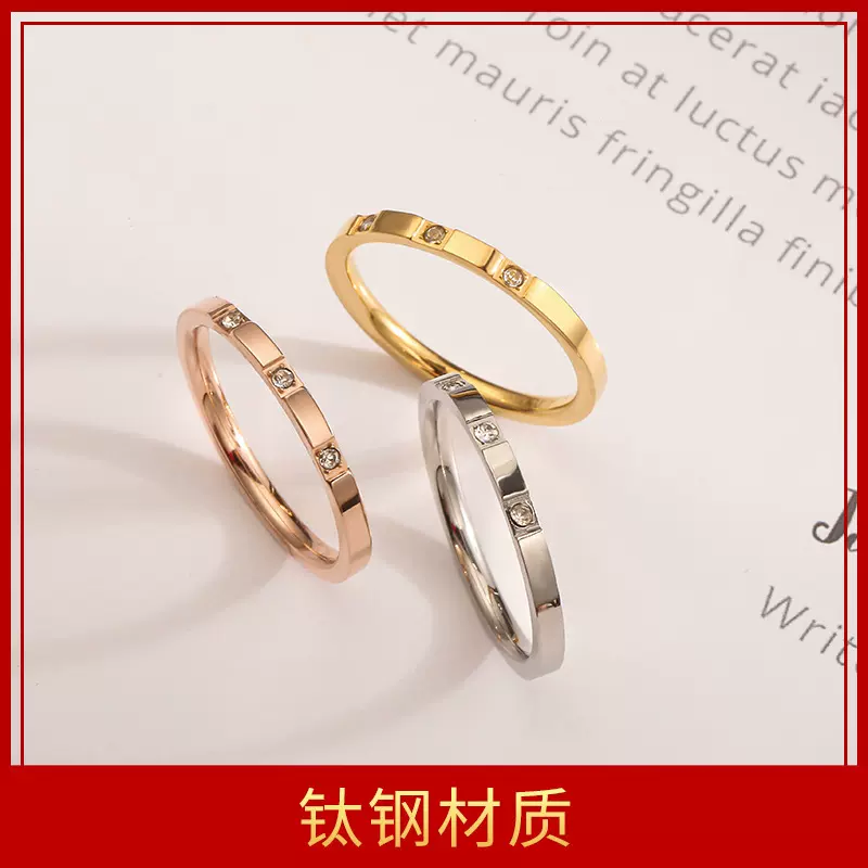 戒指女 镶钻戒指女 日韩 简约个性复古镶钻风亚马逊wish