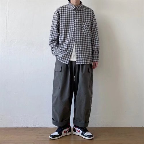 Men's Hong Kong Style Long-Sleeve Shirt, Spring and Autumn Season Trendy Ins Loose Casual Jacket, Retro Couple's Base Layer Shirt