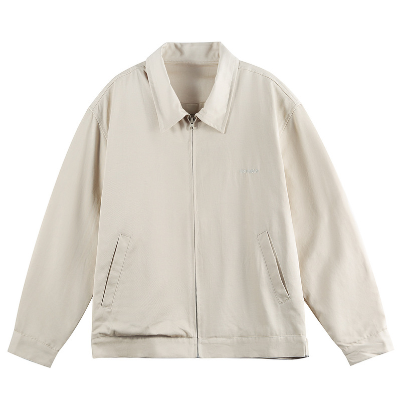 Japanese Retro Letter Embroidery Workwear Jacket Unisex Loose Cleanfit Casual Harrington Coach Jacket Trendy