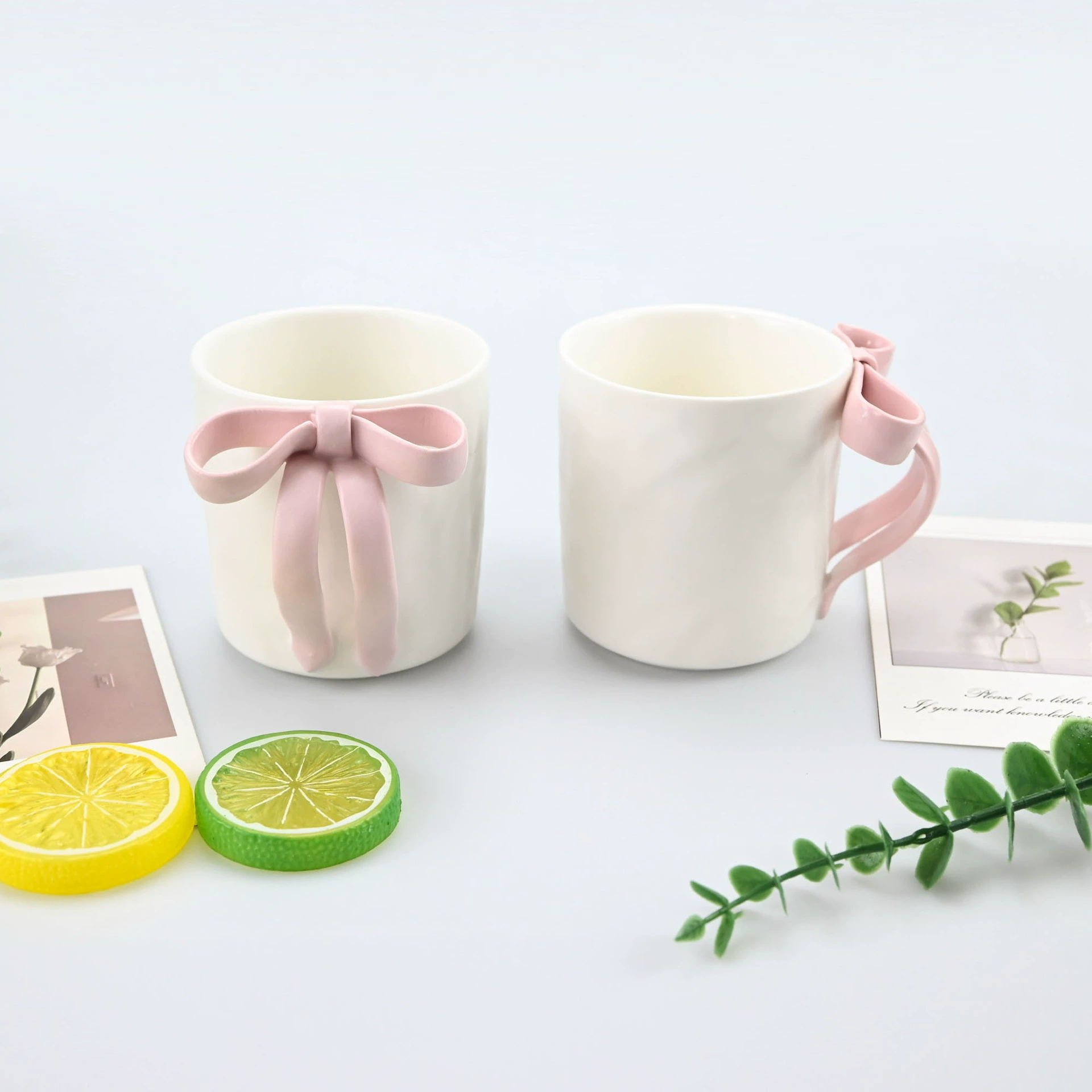 New three-dimensional bow shape ceramic cup mug ins high-looking drinking couple coffee cup exquisite