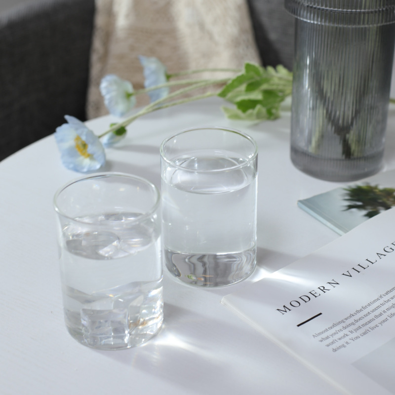 Household simple transparent glass heat-resistant high-color water cup milk juice cup cold drink heat-resistant borosilicate glass