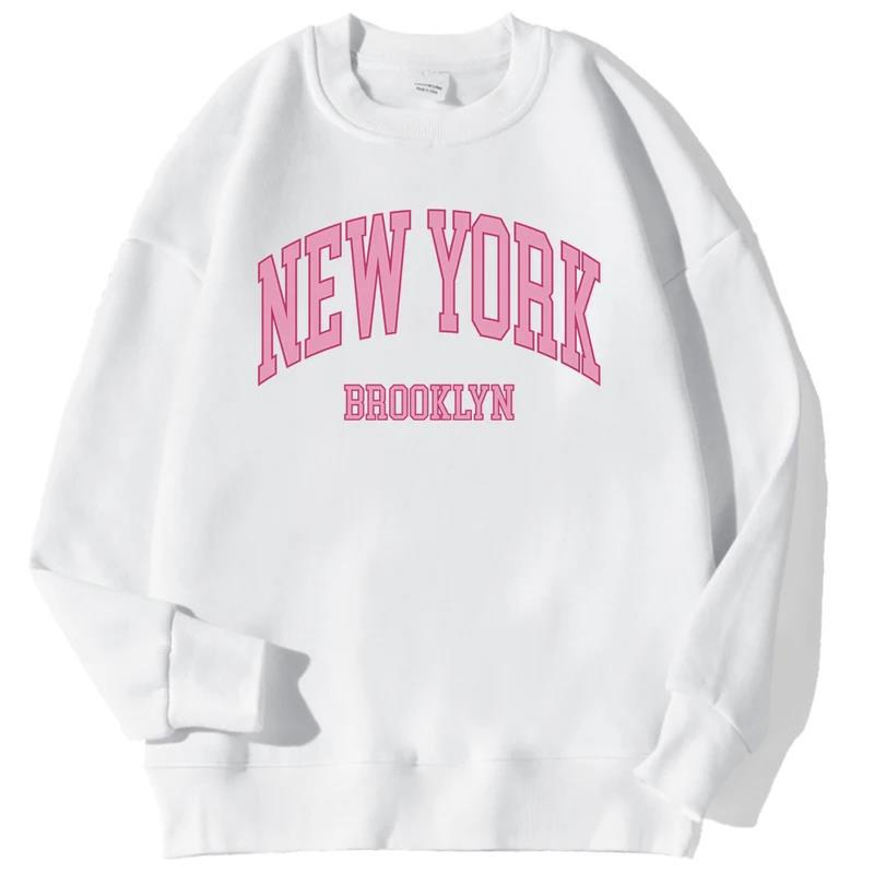 Nueva York Brooklyn Pink City Letras Prints Male Sweatshirts A