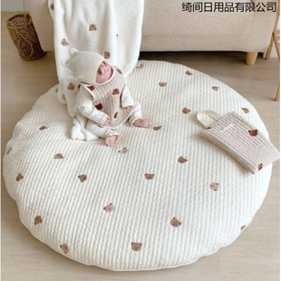 Korean Ins Baby Round Floor Mat Baby Crawling Mat Kidsren's Room Decoration Cotton Quilted Floor Mat Photo