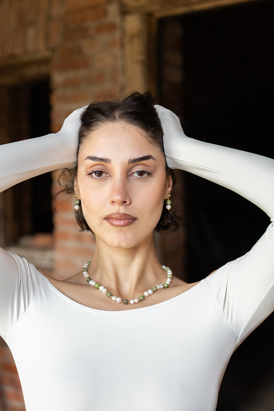 12g Weight 18K Gold Plated Plating Material Earrings, Necklace Classification 2 PCS/Package Quantity Holiday, Daily Occasion natural stone, Freshwater Pearl, Titanium Steel Material Round Pattern Women's Gender Beaded Design Elegant, Simple Style Style Elegant Simple Style Round Natural Stone Freshwater Pearl Titanium Steel Beaded 18K Gold Plated Women's Earrings Necklace 5