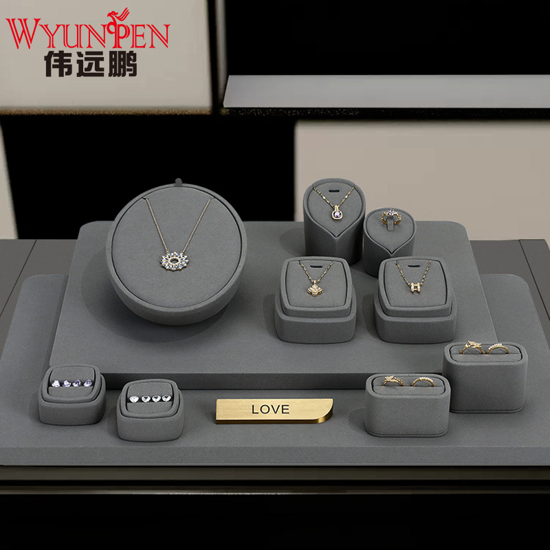 Grey Ultra-fine Necklace Pendant Display Cabinet for Showcasing, Storing, and Displaying in Weiyuanpeng Jewelry Showroom