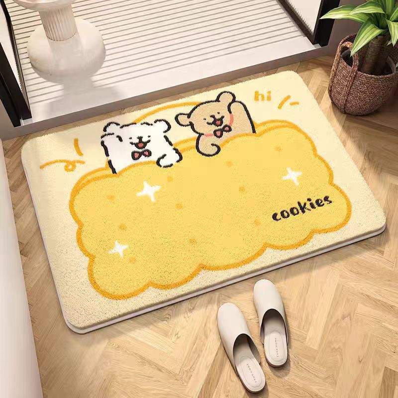 Line puppy skin-friendly imitation cashmere mat cartoon home entrance door mat soundproof cool carpet wholesale