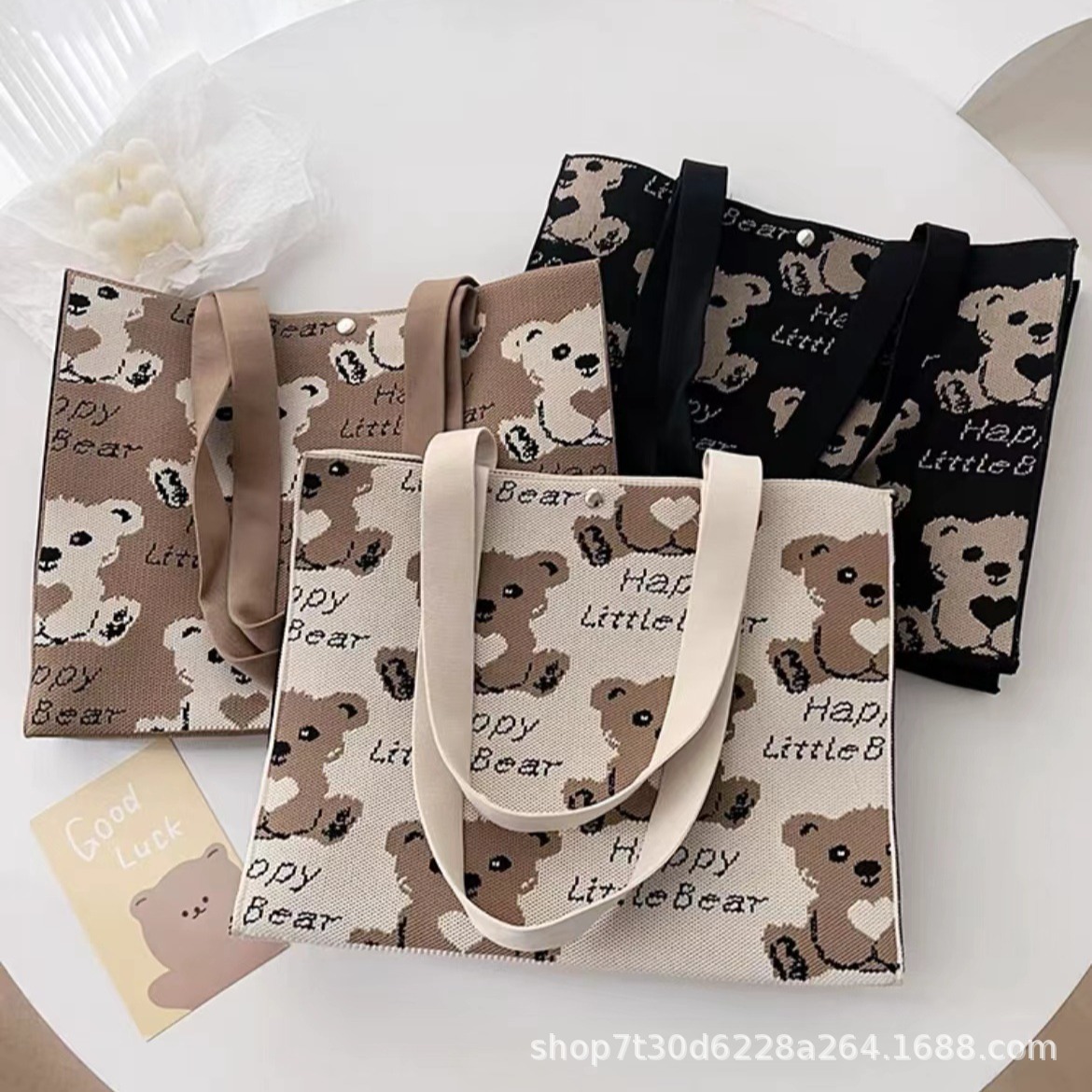 Cartoon adorable oso de gran capacidad bolso de hombro portátil de moda versátil bolso de punto de viaje bolso de mamá bolso especial